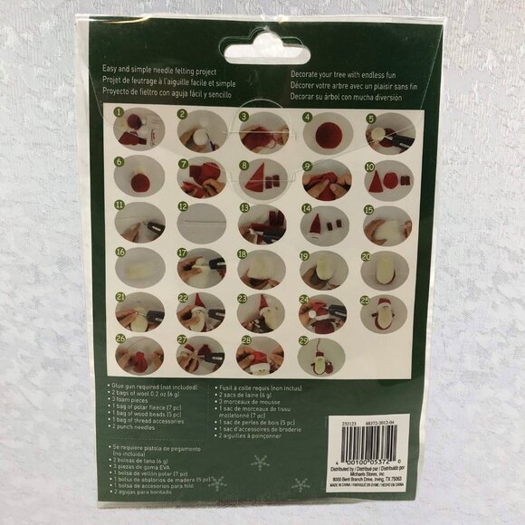 Loops & Threads Needle Felting Wool Ornament Kits – Santa & Christmas Tree NWT - Picture 4 of 14